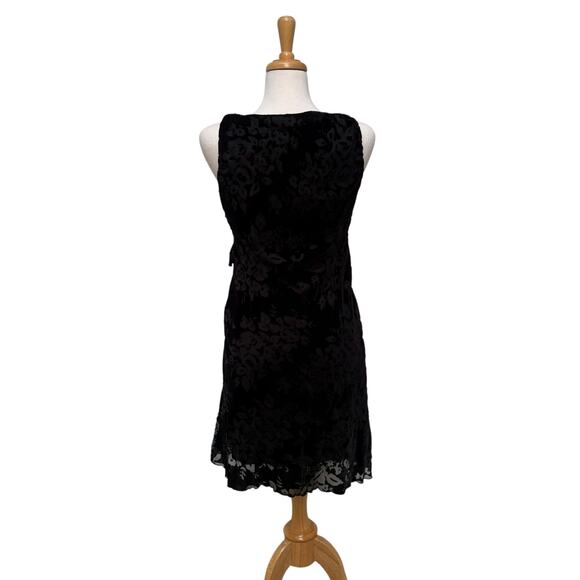 VTG Y2K Velvet Burnout Mini Dress Sz 8P Robbie Bee Black Ruffles Whimsigoth Hoco - Picture 3 of 11